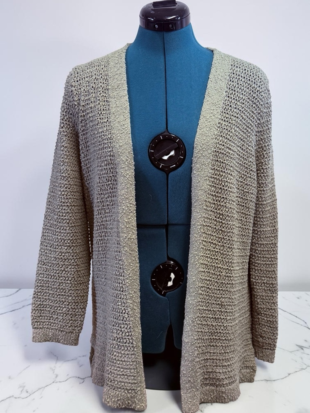 Lightweight Open-Front Cardigan in sage green